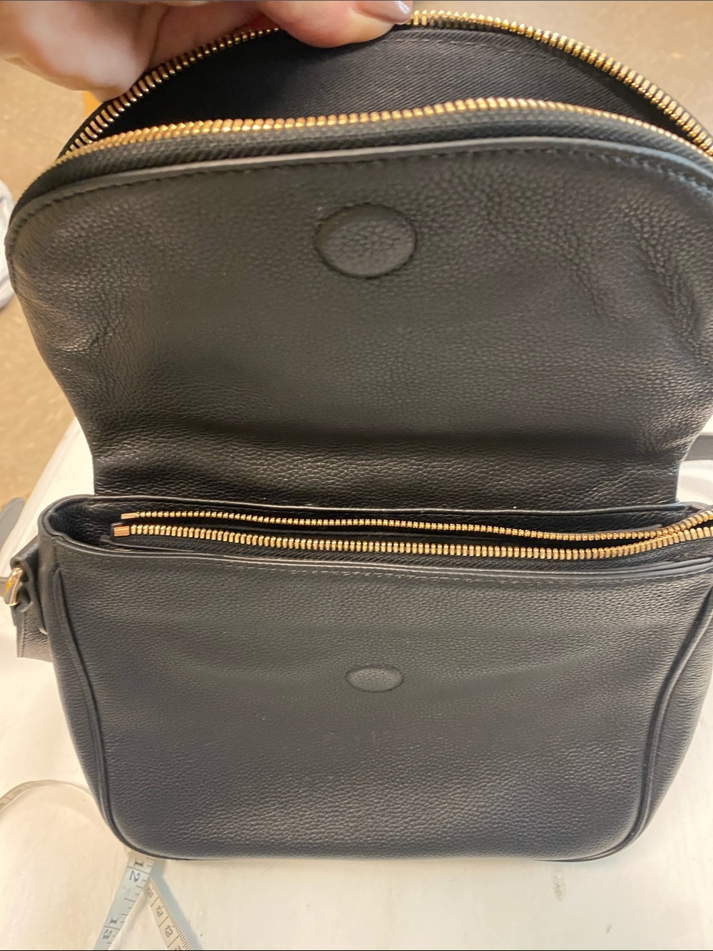 Quince Black Italian Leather Crossbody Bag with Gold Hardware Crossbody - Picture 10 of 10